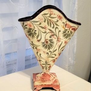 ❤ VINTAGE STEEL  VASE ART DECOR FLORAL DESIGN HAND PAINTED MADE IN INDIA